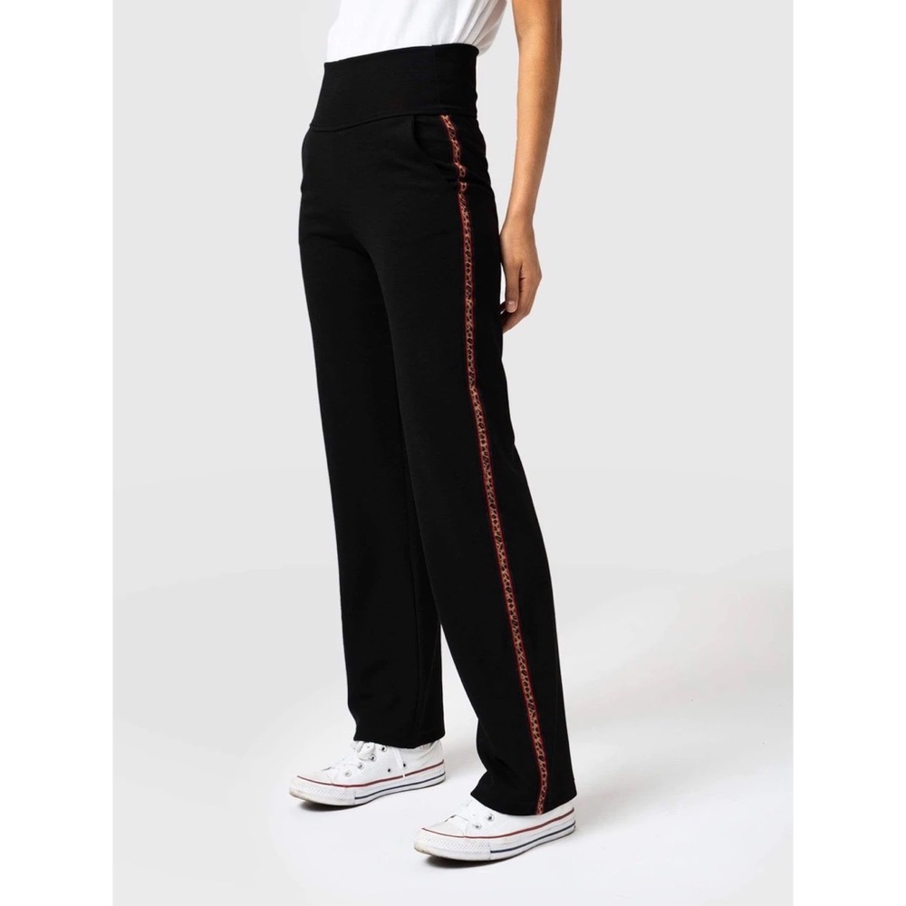 Saint + Sofia Runway Pant, Navy w/Leopard Stripe Size 8